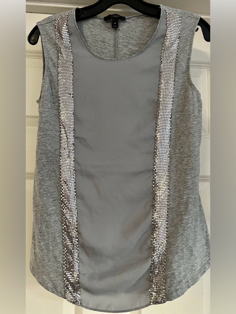 J. Crew Tank Top Xl Gray Old Money Mixed Media Quiet Luxury Vintage Glam Career